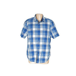 Nautica Blue Cotton Shirt - Men's XL Short Sleeve
